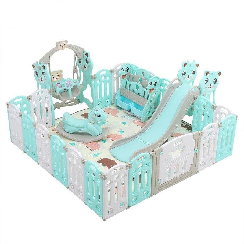 Parc bébé modulable pliable, de 10 à 24 panneaux, avec tapis