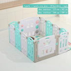 Parc bébé modulable pliable, de 10 à 24 panneaux, avec tapis, turquoise