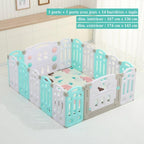 Parc bébé modulable pliable, de 10 à 24 panneaux, avec tapis, turquoise