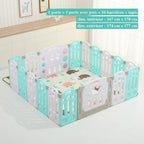 Parc bébé modulable pliable, de 10 à 24 panneaux, avec tapis, turquoise