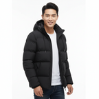 Parka d'hiver homme imperméable à capuche, doublure matelassée, noir
