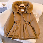 Manteau d'hiver femme à col douillet, quatre coloris, café