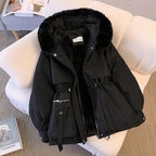 Manteau d'hiver femme à col douillet, quatre coloris, noir