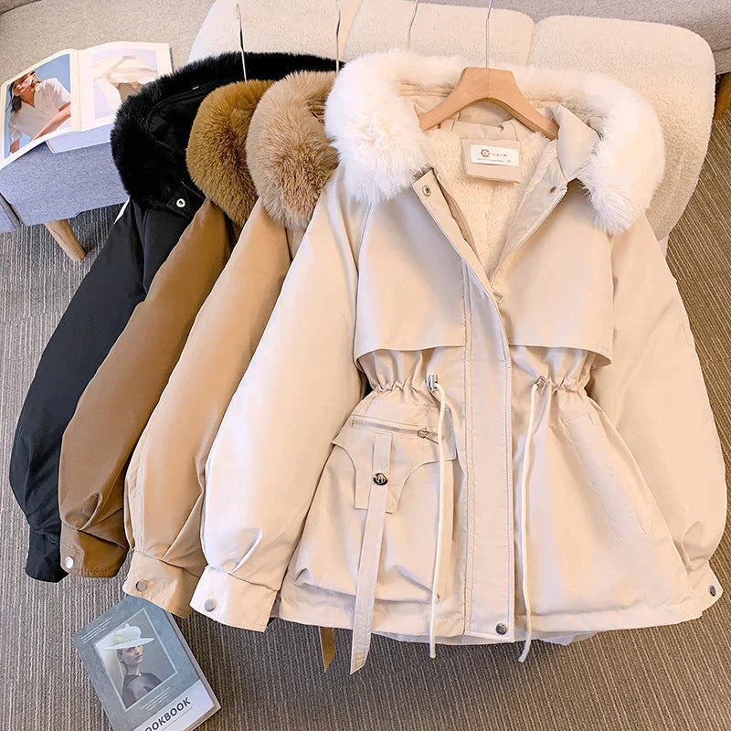 Manteau d'hiver femme à col douillet, quatre coloris