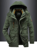 Parka d'hiver homme à capuche, style militaire, quatre coloris, vert