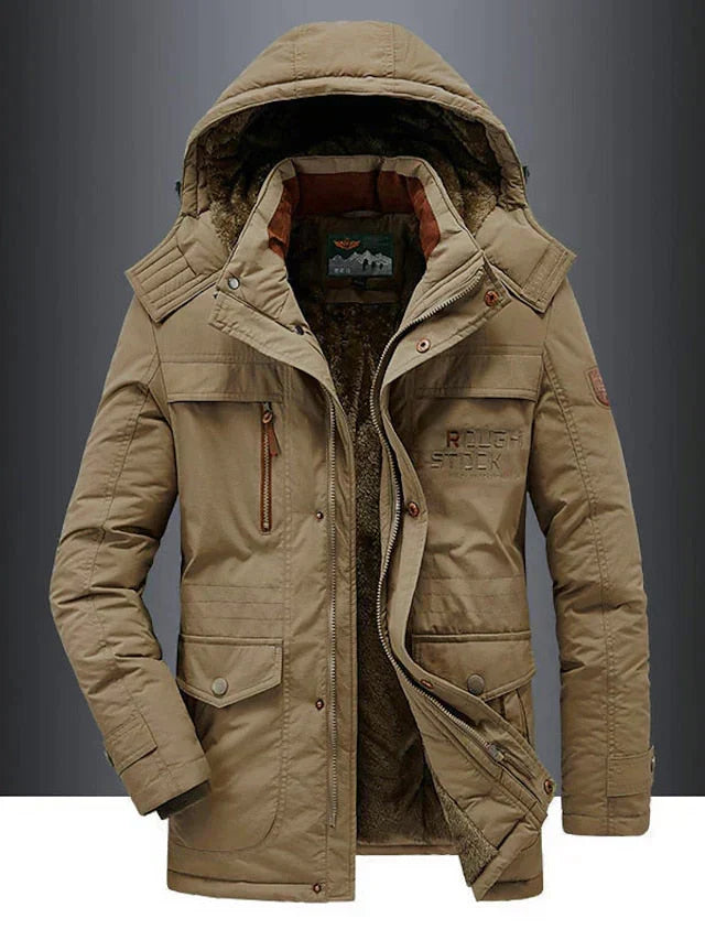 Parka d'hiver homme à capuche, style militaire, quatre coloris, kaki