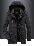 Parka d'hiver homme à capuche, style militaire, quatre coloris, noir