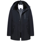 Parka homme d'hiver à capuche amovible, noire ou bleu foncé, bleu foncé