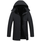 Parka homme d'hiver à capuche amovible, noire ou bleu foncé