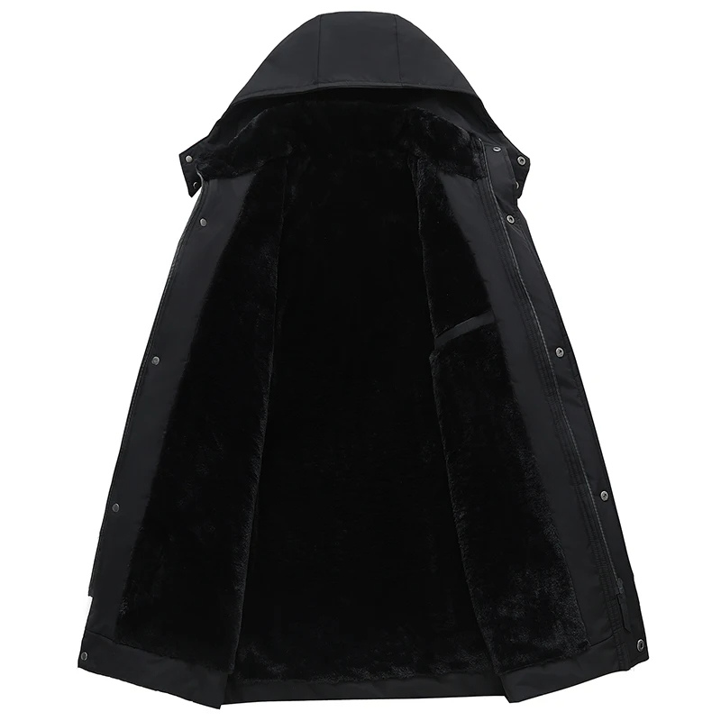 Parka homme d'hiver à capuche amovible, noire ou bleu foncé