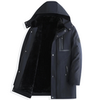 Parka homme d'hiver à capuche amovible, noire ou bleu foncé