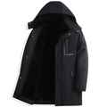 Parka homme d'hiver à capuche amovible, noire ou bleu foncé, noir