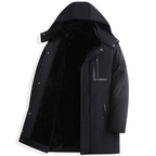 Parka homme d'hiver à capuche amovible, noire ou bleu foncé, noir