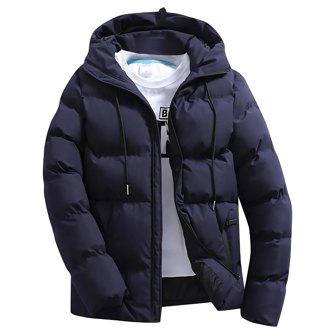 Parka homme à capuche réglable, rabat coupe-vent, du XS au 4XL, bleu marine