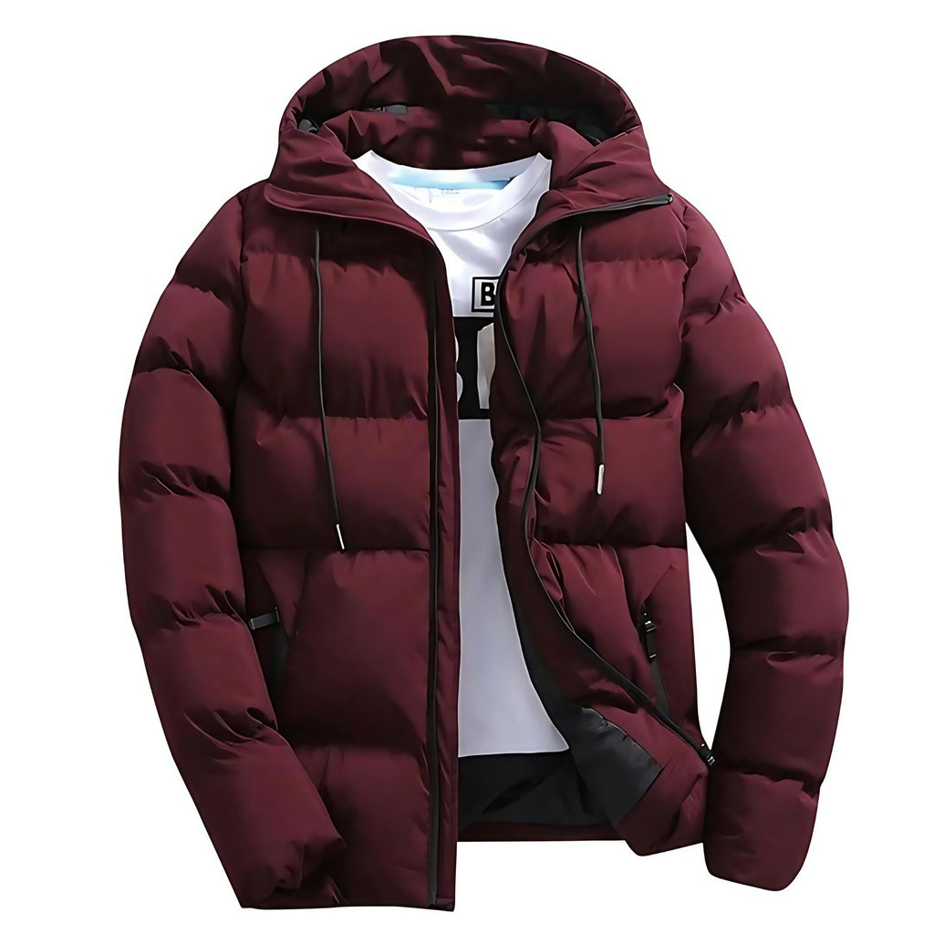 Parka homme à capuche réglable, rabat coupe-vent, du XS au 4XL, rouge