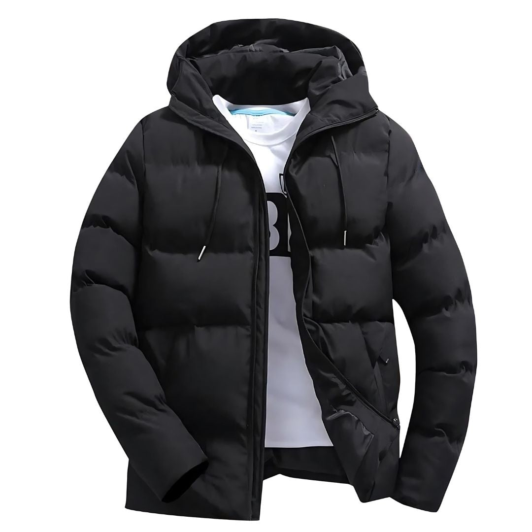 Parka homme à capuche réglable, rabat coupe-vent, du XS au 4XL, noir