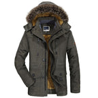Parka homme imperméable doublée polaire, capuche bordée, gris foncé