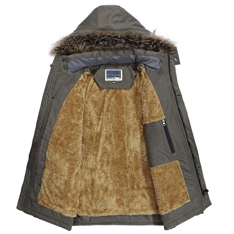 Parka homme imperméable doublée polaire, capuche bordée