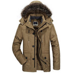 Parka homme imperméable doublée polaire, capuche bordée, kaki