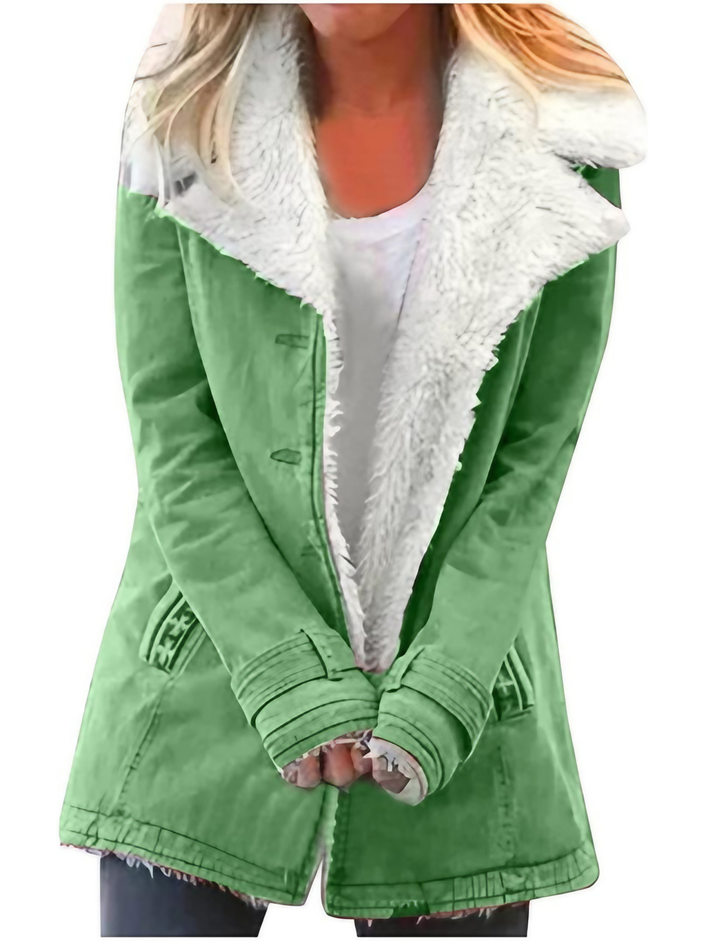 Parka longue femme d'hiver, légère, neuf coloris, vert