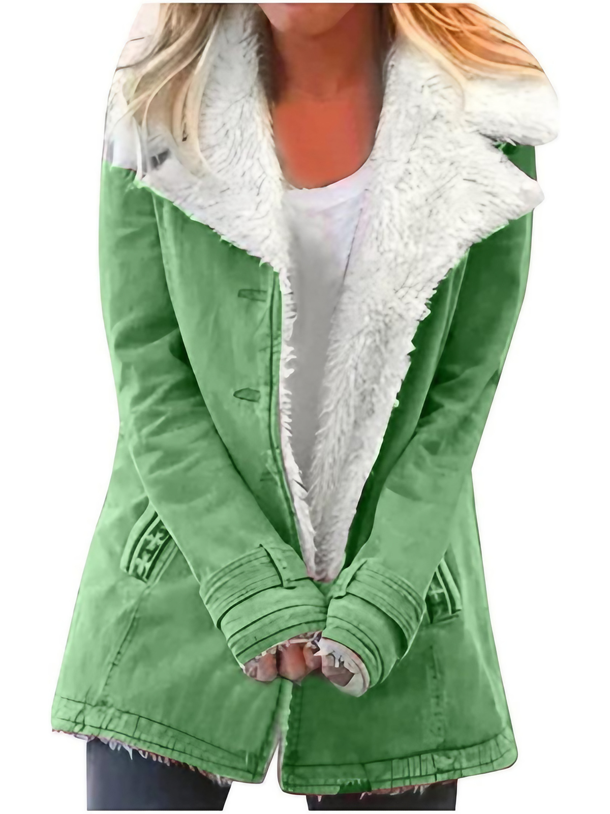 Parka longue femme d'hiver, légère, neuf coloris, vert