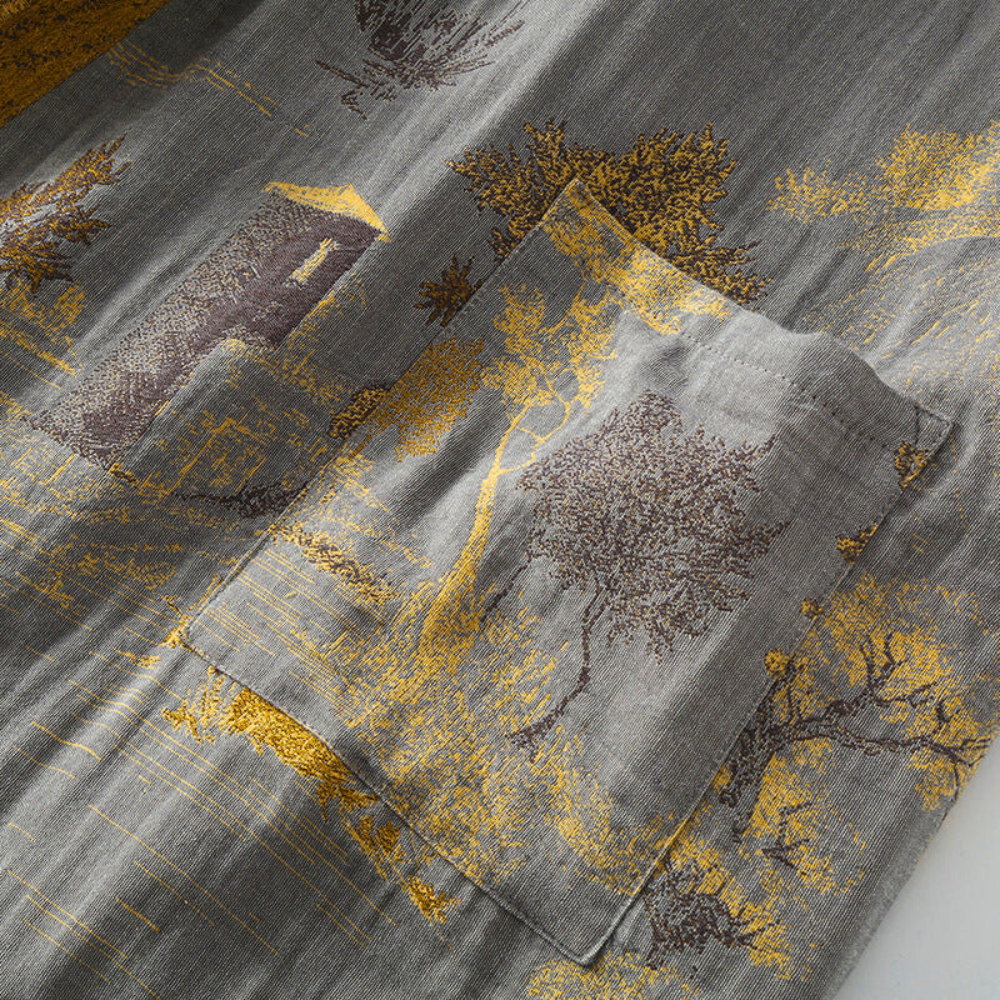 Peignoir kimono mixte en coton, manches larges, ceinture