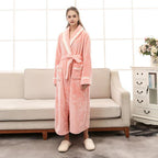 Peignoir en molleton épais unisexe, ceinture et deux poches, rose orangé