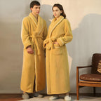 Peignoir sherpa col châle, pour femme et homme, avec ceinture