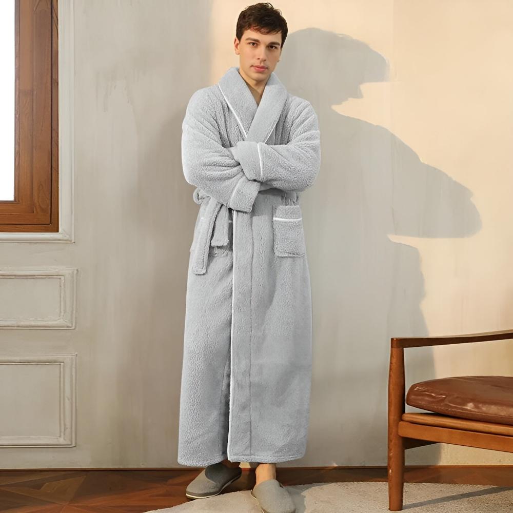 Peignoir sherpa col châle, pour femme et homme, avec ceinture