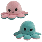 Peluche pieuvre réversible à deux humeurs, 20 cm, dix coloris, bleu et rose