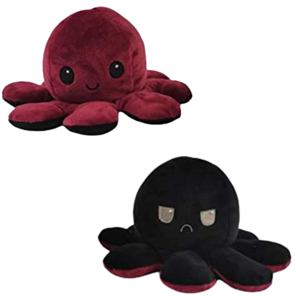 Peluche pieuvre réversible à deux humeurs, 20 cm, dix coloris