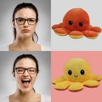 Peluche pieuvre réversible à deux humeurs, 20 cm, dix coloris