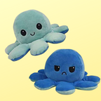 Peluche pieuvre réversible à deux humeurs, 20 cm, dix coloris
