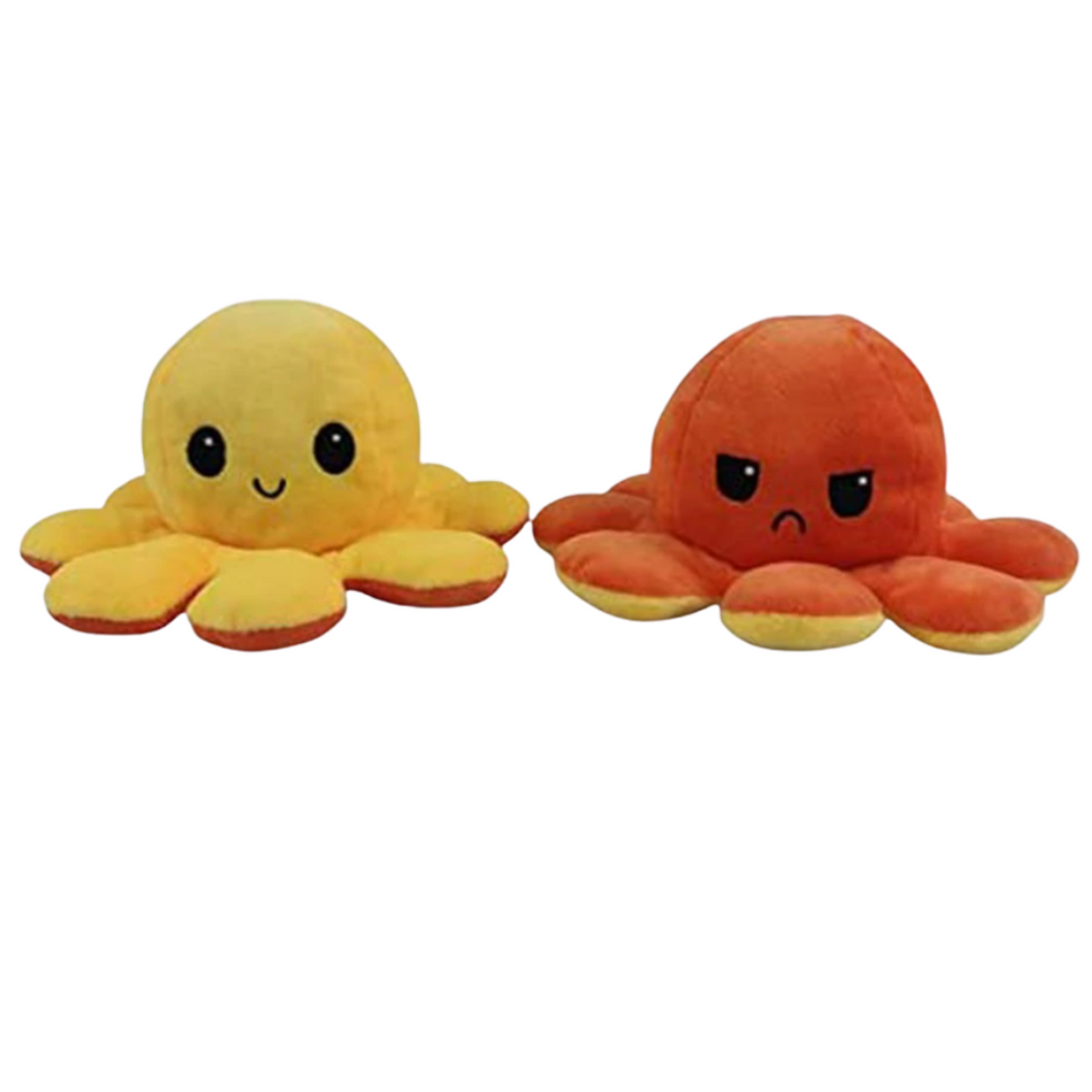 Peluche pieuvre réversible à deux humeurs, 20 cm, dix coloris