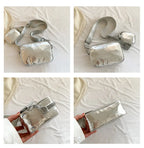 Mini sac bandoulière carré argenté avec pochette attachée