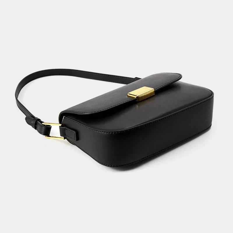 Sac à rabat femme à deux sangles, pièce dorée, 20 x 14 cm