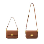 Sac à rabat femme à deux sangles, pièce dorée, 20 x 14 cm