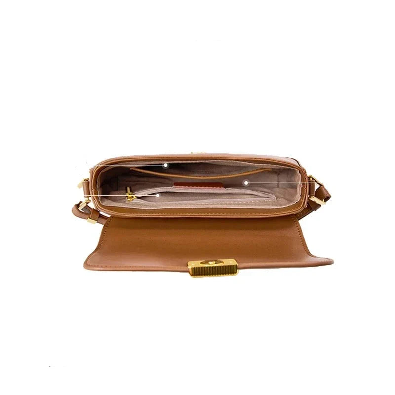 Sac à rabat femme à deux sangles, pièce dorée, 20 x 14 cm