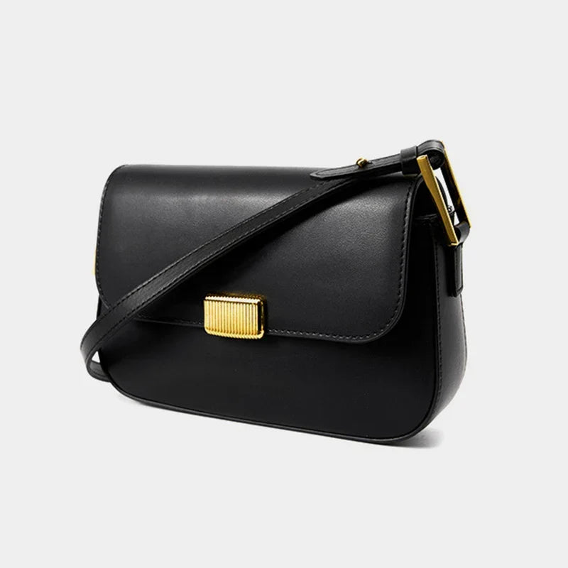 Sac à rabat femme à deux sangles, pièce dorée, 20 x 14 cm