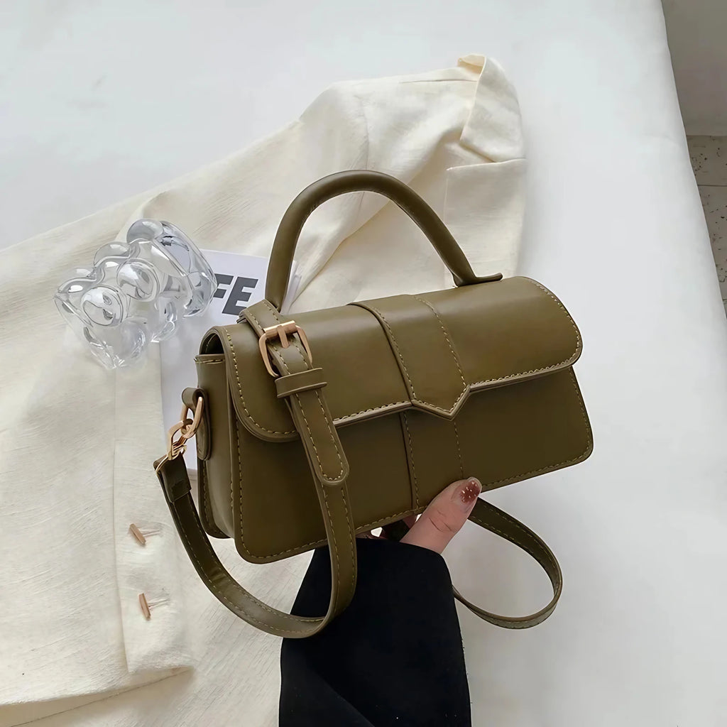 Petit sac bandoulière femme en similicuir à rabat aimanté, vert
