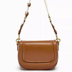 Petit sac besace femme à rabat surpiqué, deux sangles