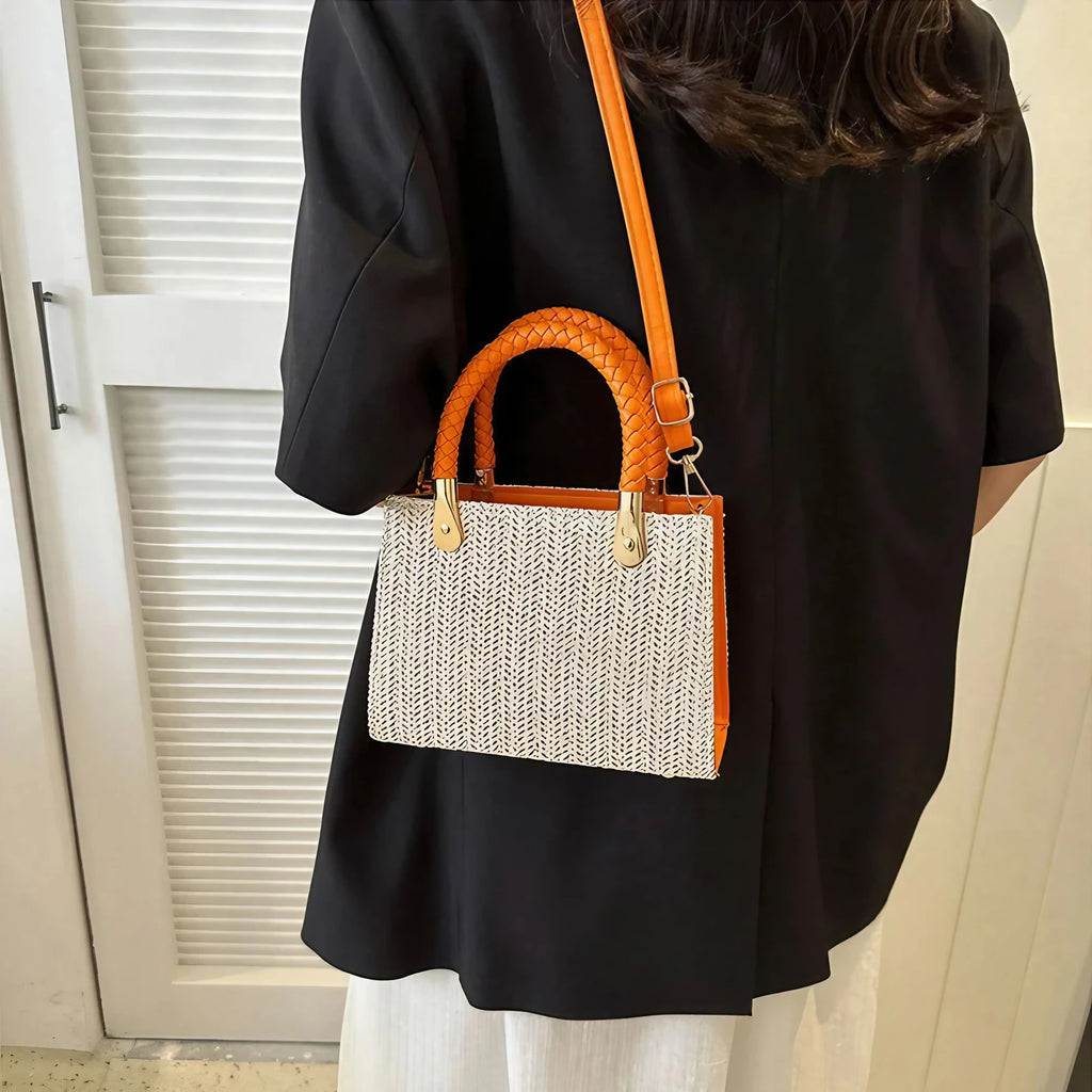 Petit sac en paille tressée femme, bandoulière amovible
