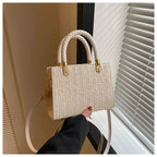 Petit sac en paille tressée femme, bandoulière amovible, beige