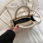 Petit sac en paille tressée femme, bandoulière amovible