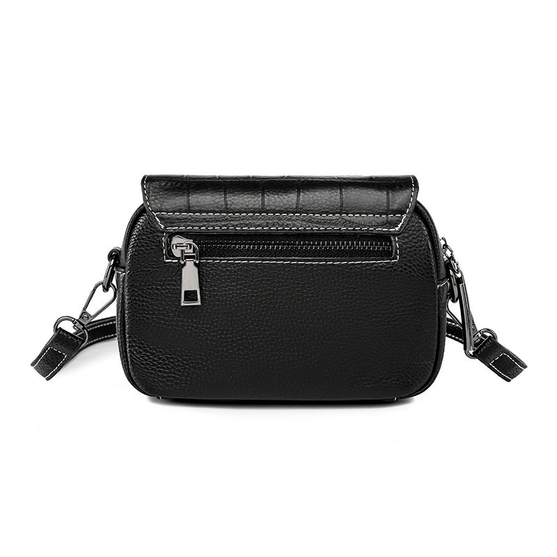 Petit sac bandoulière noir femme, compartiments zippés