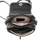 Petit sac bandoulière noir femme, compartiments zippés