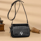 Petit sac bandoulière noir femme, compartiments zippés