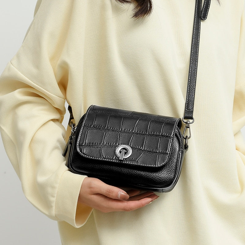 Petit sac bandoulière noir femme, compartiments zippés