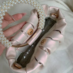 Sac de soirée femme plissé, poignée ornée de perles, 20 x 10 cm