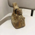 Petit sac de soirée femme à strass, anse à nœud